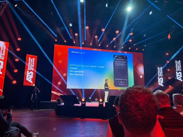 View from the seats towards the stage at the Accelerate Tomorrow conference